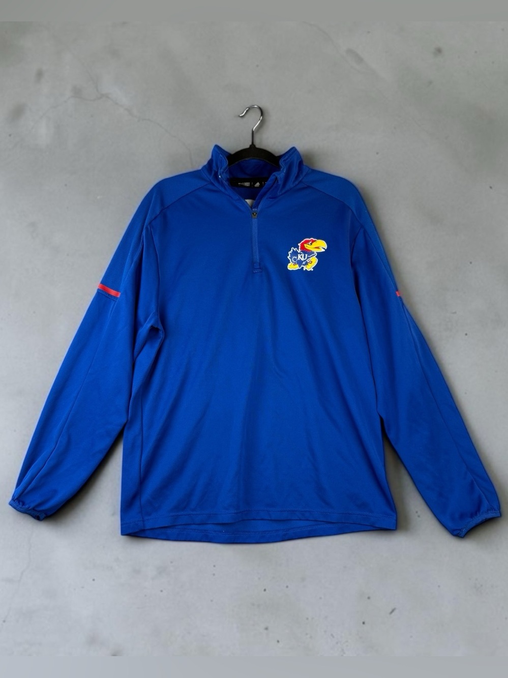 Adidas University Jayhawks Blue Quarter-Zip Pullover Sweatshirt Small